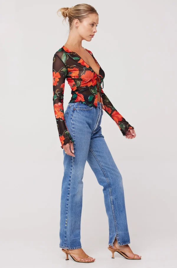 RESA Tops | Aliyah Mesh Top In Poppy