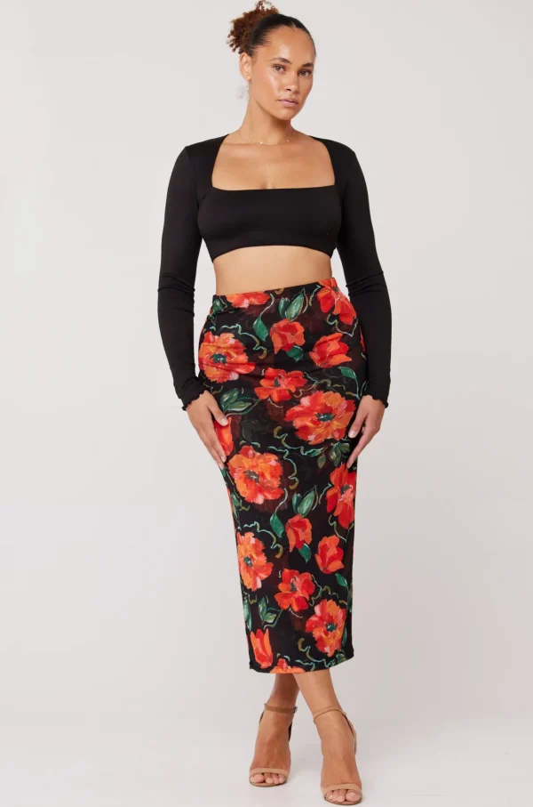 RESA Bottoms | Clyde Mesh Skirt In Poppy