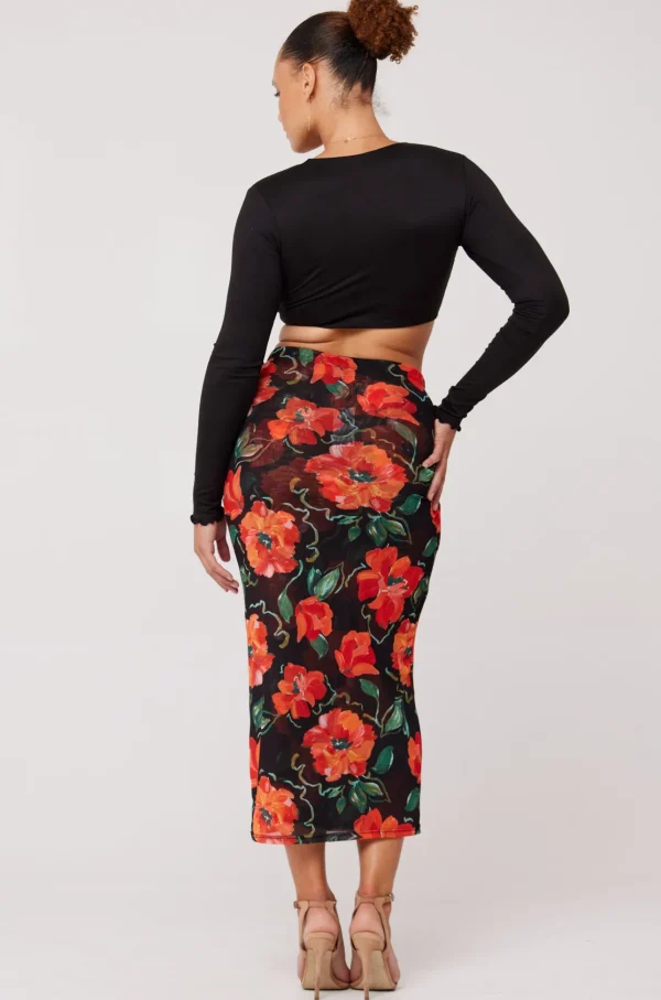 RESA Bottoms | Clyde Mesh Skirt In Poppy